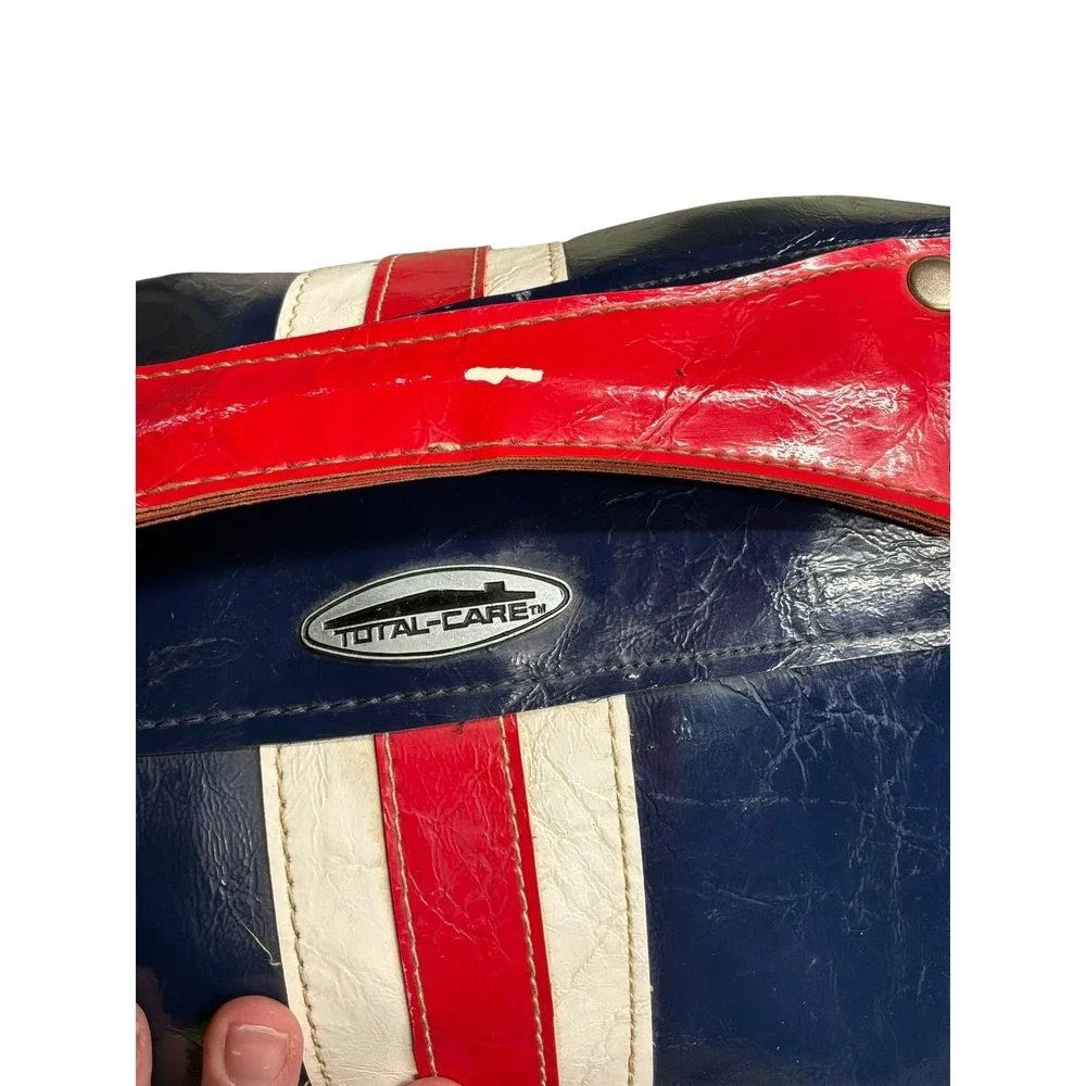[Retro] Unisex Total-Care Vintage Barrel Duffel Bag OS Navy Red White‎